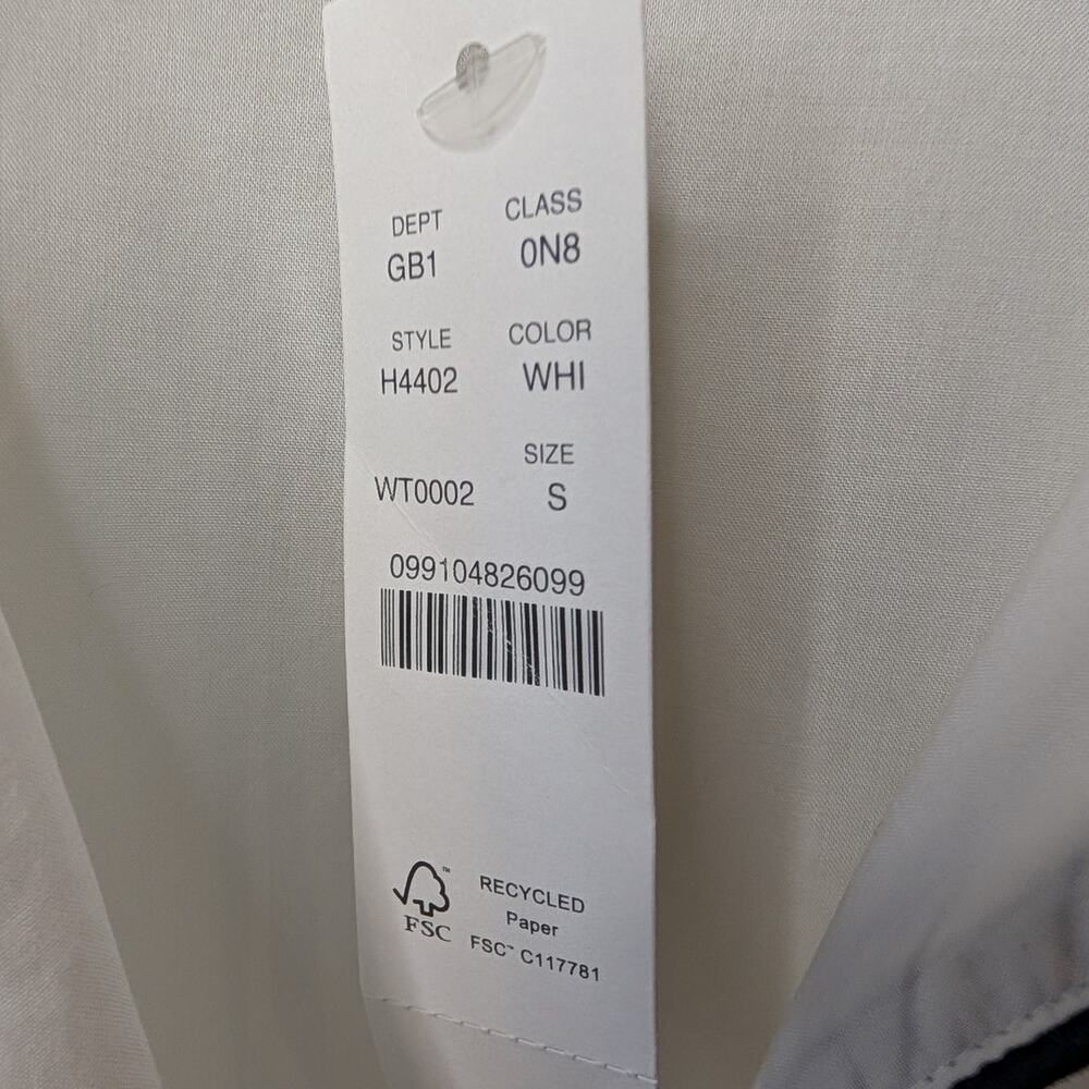 J.Crew Re-Imagined White Navy Piping End-on-End Sleep Shirt Nightgown NWT Small - Picture 4 of 10